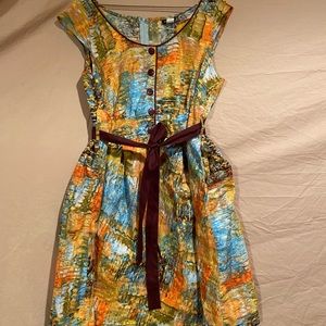 Retrolicious watercolor print dress